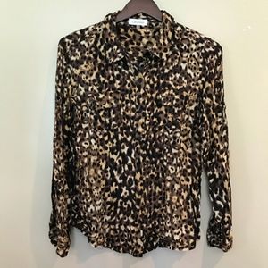 Leopard print button down